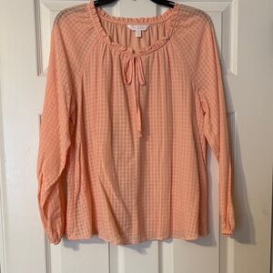 LC Lauren Conrad Peach Blouse with Ruffle Neck